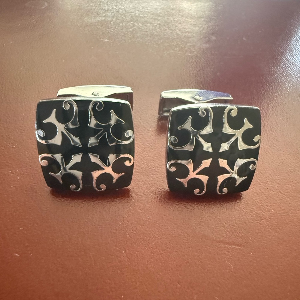 Stylish Black and Silver Cufflinks